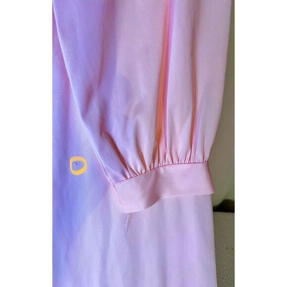 Women Vtg Nightgown Long Sleeve Lace Pink Embroidered Floral Prairie Cottagecore - Picture 4 of 6